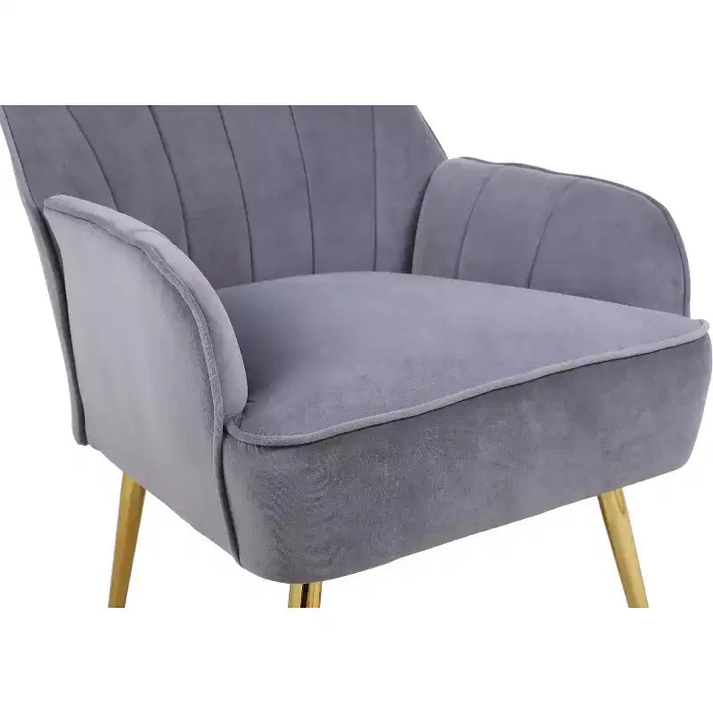 Okak Fauteuil d'appoint moderne en velours, fauteuil de salon rembourré de style mi-siècle avec pieds en bois dorés pour salle de lecture, chambre à coucher