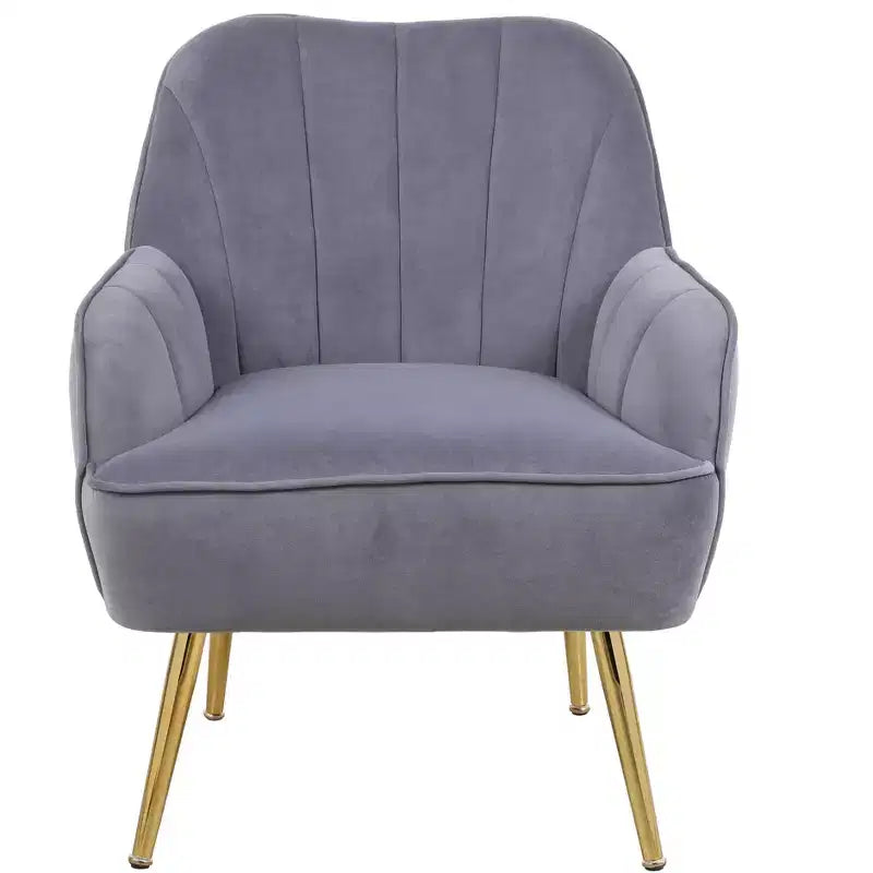 Okak Fauteuil d'appoint moderne en velours, fauteuil de salon rembourré de style mi-siècle avec pieds en bois dorés pour salle de lecture, chambre à coucher
