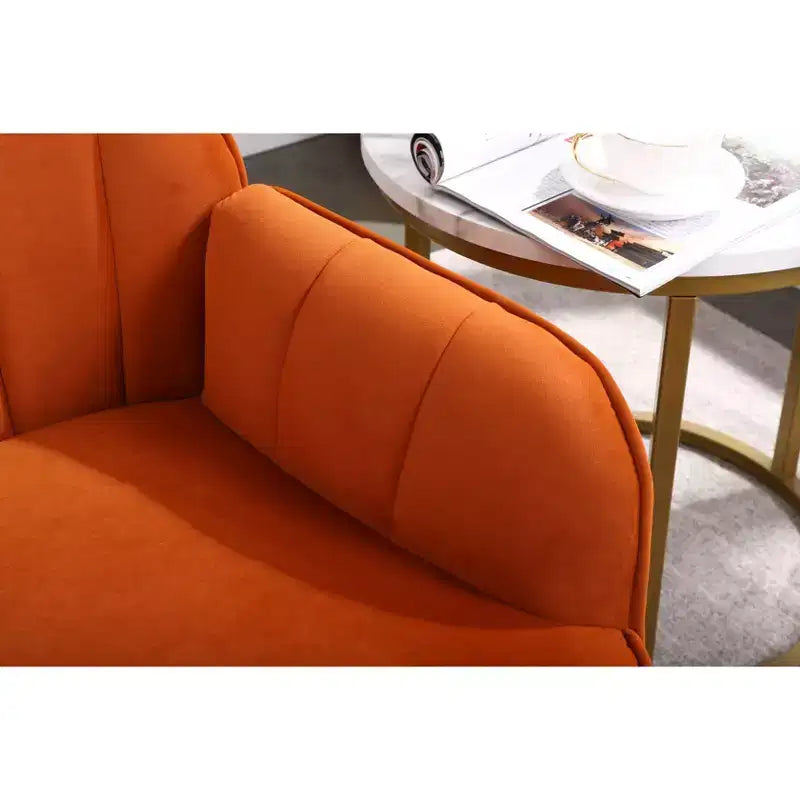Okak Fauteuil d'appoint moderne en velours, fauteuil de salon rembourré de style mi-siècle avec pieds en bois dorés pour salle de lecture, chambre à coucher