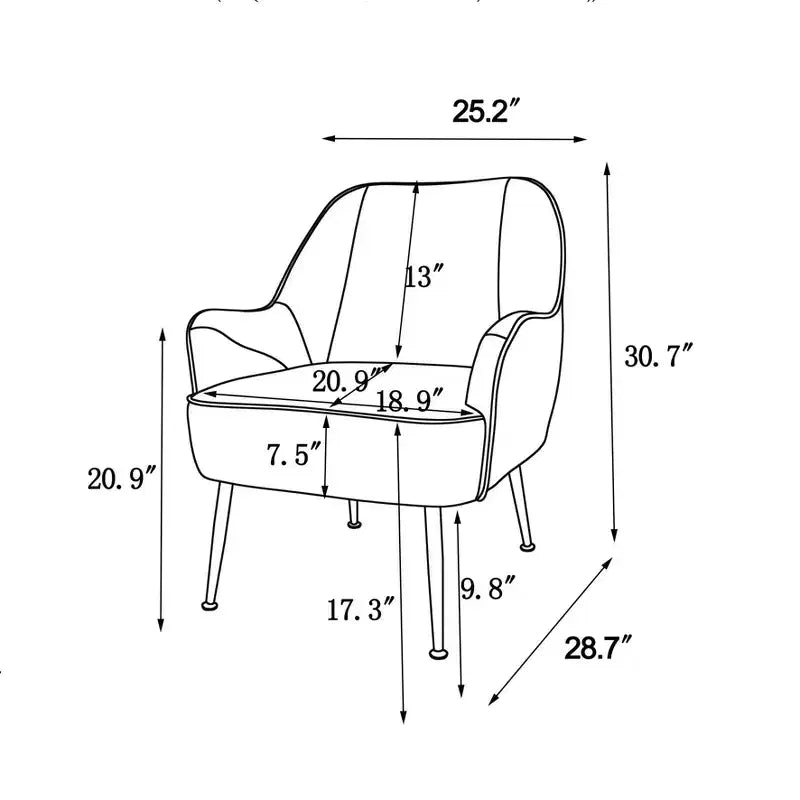 Okak Fauteuil d'appoint moderne en velours, fauteuil de salon rembourré de style mi-siècle avec pieds en bois dorés pour salle de lecture, chambre à coucher
