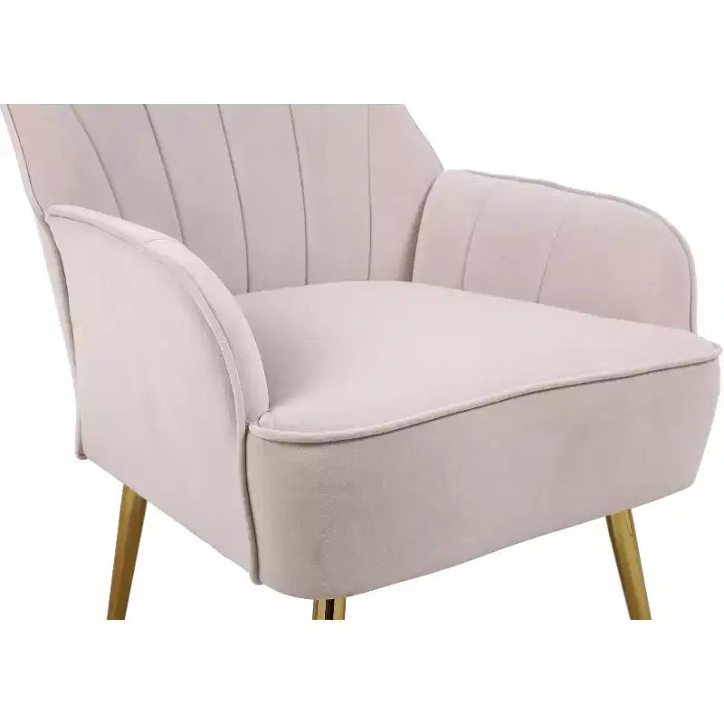 Okak Fauteuil d'appoint moderne en velours, fauteuil de salon rembourré de style mi-siècle avec pieds en bois dorés pour salle de lecture, chambre à coucher