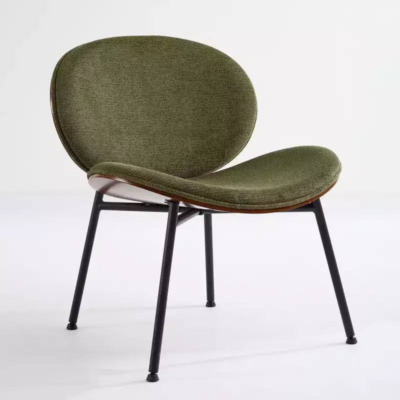 Okak Mid-Century Modern Shell Chair,Armless Accent Chair with Black PU Leather and Walnut Finish for Living Room,Office