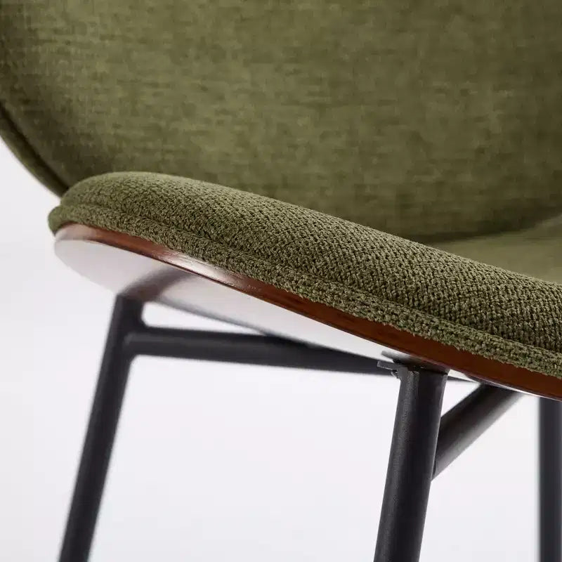 Okak Mid-Century Modern Shell Chair,Armless Accent Chair with Black PU Leather and Walnut Finish for Living Room,Office