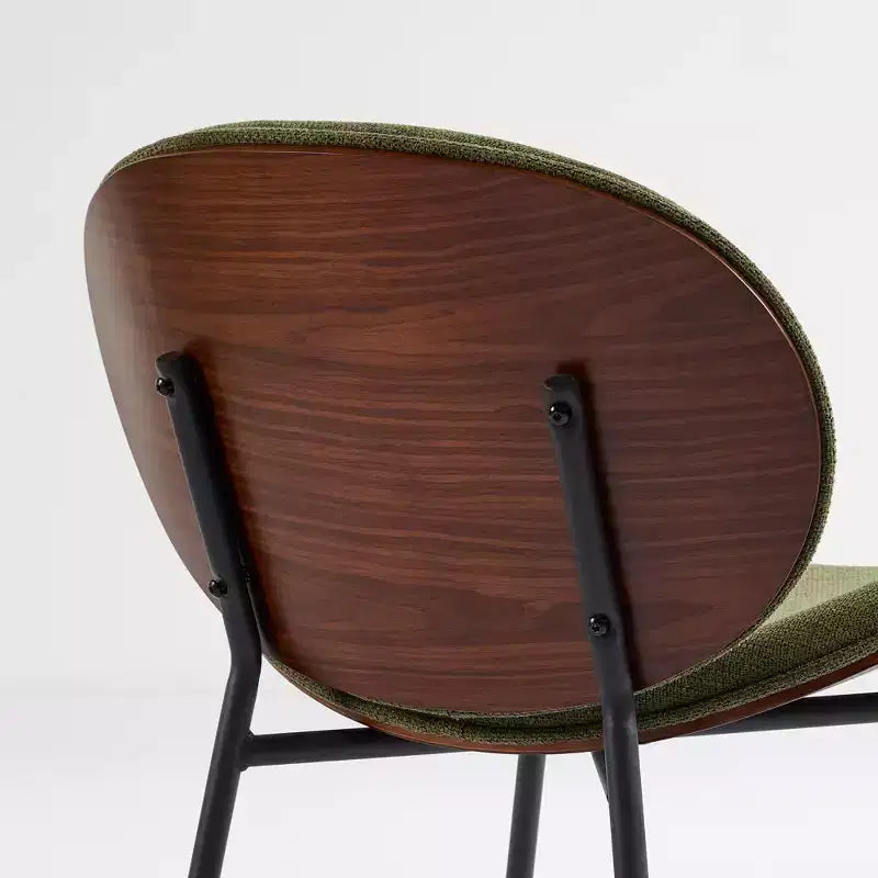 Okak Mid-Century Modern Shell Chair,Armless Accent Chair with Black PU Leather and Walnut Finish for Living Room,Office