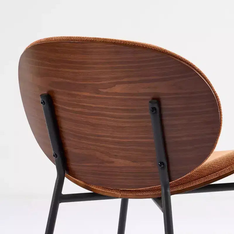 Okak Mid-Century Modern Shell Chair,Armless Accent Chair with Black PU Leather and Walnut Finish for Living Room,Office