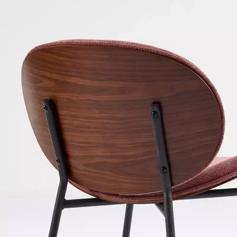 Okak Mid-Century Modern Shell Chair,Armless Accent Chair with Black PU Leather and Walnut Finish for Living Room,Office