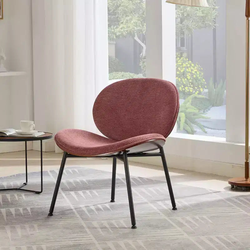Okak Mid-Century Modern Shell Chair,Armless Accent Chair with Black PU Leather and Walnut Finish for Living Room,Office