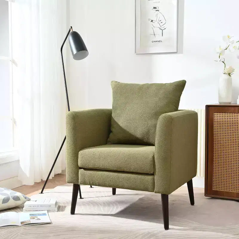 Fauteuil d'appoint rembourré moderne Okak pour chambre à coucher, fauteuil de salon confortable pour salon, appartement