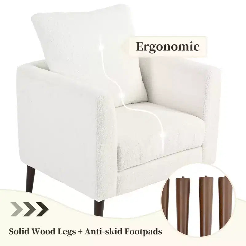 Fauteuil d'appoint rembourré moderne Okak pour chambre à coucher, fauteuil de salon confortable pour salon, appartement