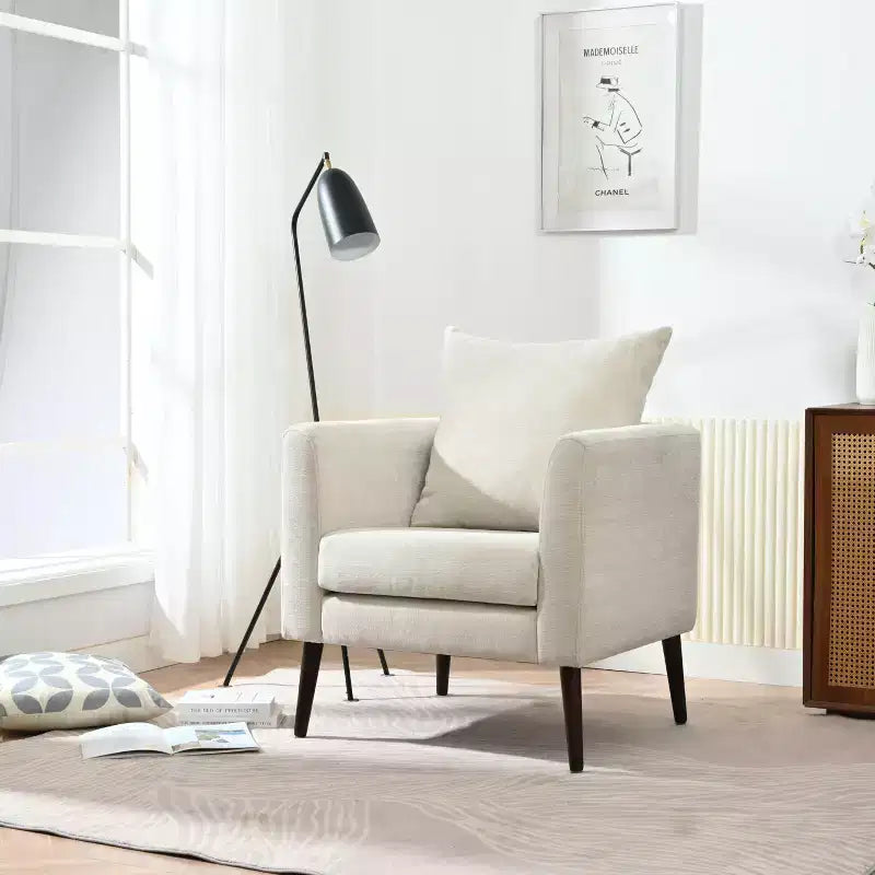 Fauteuil d'appoint rembourré moderne Okak pour chambre à coucher, fauteuil de salon confortable pour salon, appartement