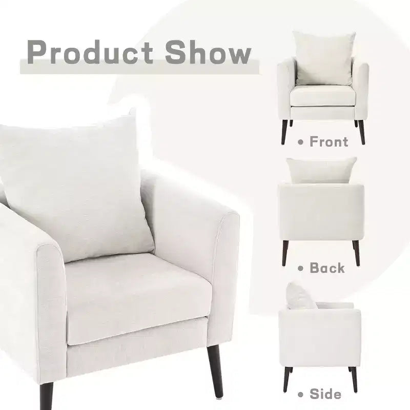 Fauteuil d'appoint rembourré moderne Okak pour chambre à coucher, fauteuil de salon confortable pour salon, appartement