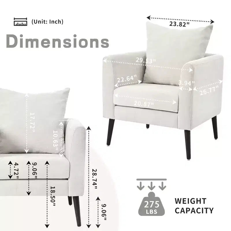 Fauteuil d'appoint rembourré moderne Okak pour chambre à coucher, fauteuil de salon confortable pour salon, appartement
