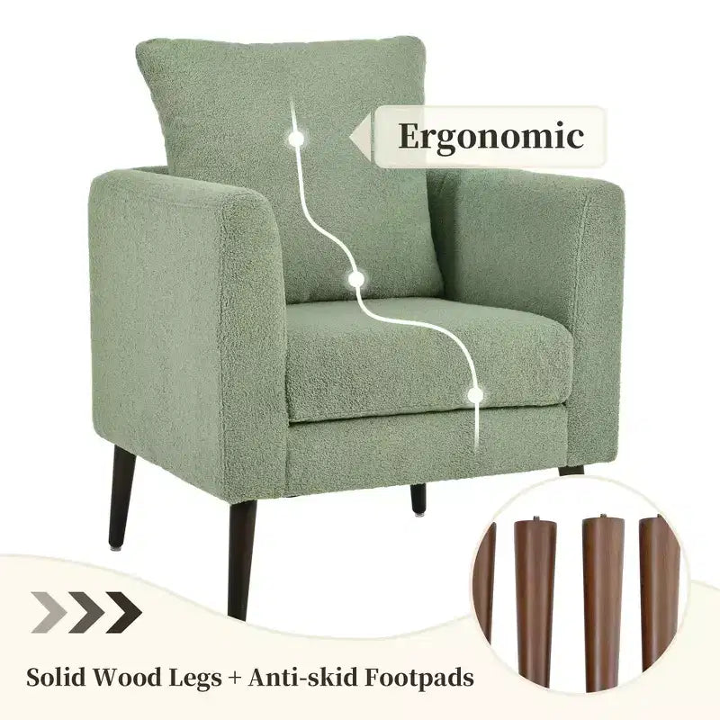 Fauteuil d'appoint rembourré moderne Okak pour chambre à coucher, fauteuil de salon confortable pour salon, appartement