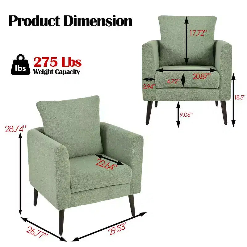 Fauteuil d'appoint rembourré moderne Okak pour chambre à coucher, fauteuil de salon confortable pour salon, appartement