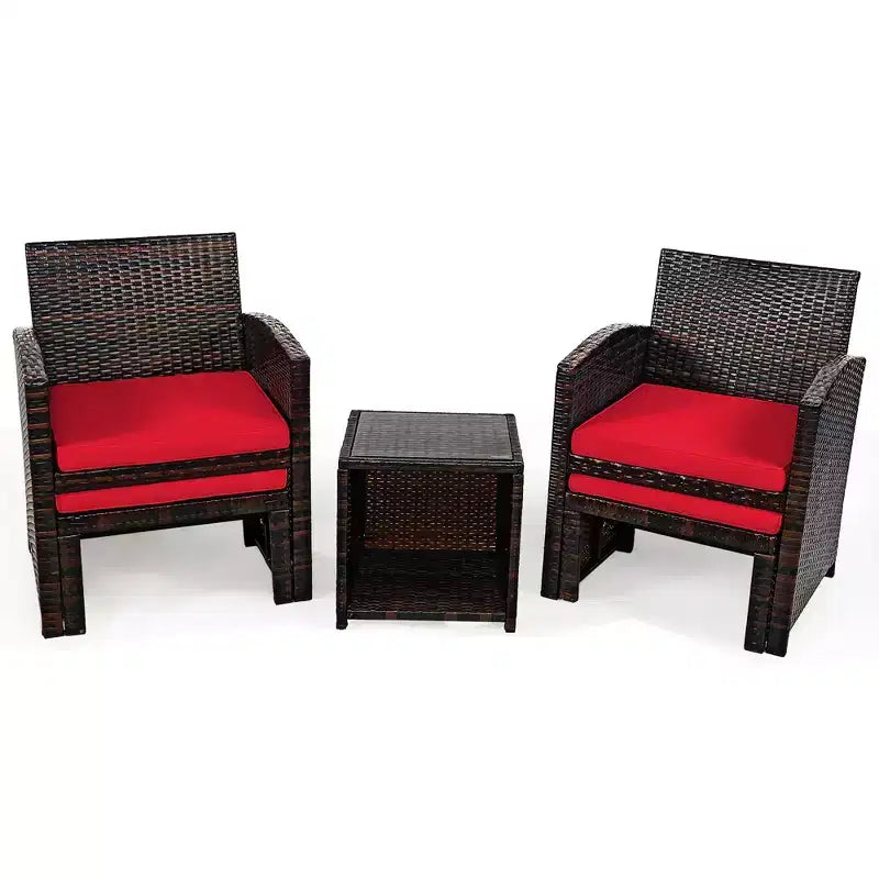 Costway Ensemble de Meubles de Patio en Rotin 5 Pièces Canapé Ottoman avec Coussins