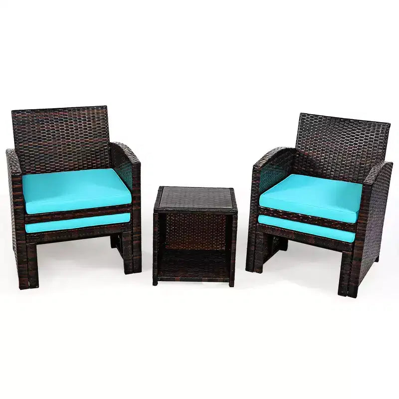 Costway Ensemble de Meubles de Patio en Rotin 5 Pièces Canapé Ottoman avec Coussins
