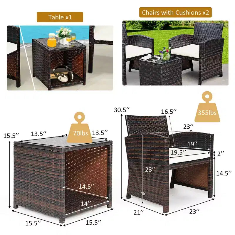 Costway Ensemble de Meubles de Patio en Rotin 5 Pièces Canapé Ottoman avec Coussins