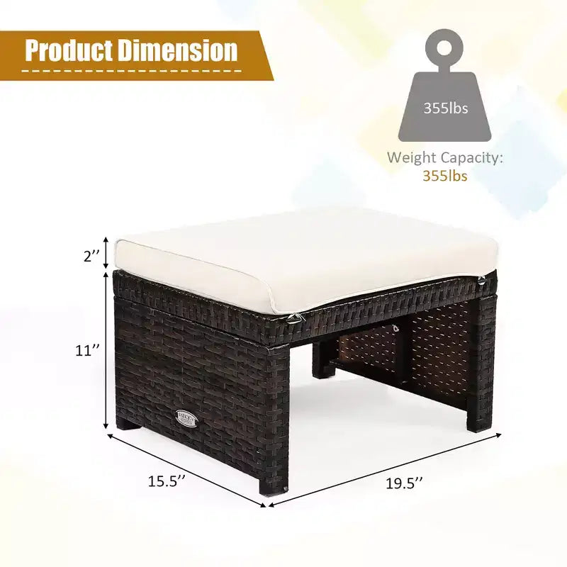 Costway Ensemble de Meubles de Patio en Rotin 5 Pièces Canapé Ottoman avec Coussins