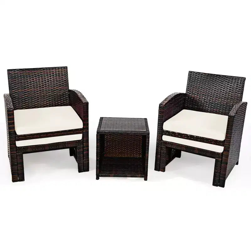 Costway Ensemble de Meubles de Patio en Rotin 5 Pièces Canapé Ottoman avec Coussins