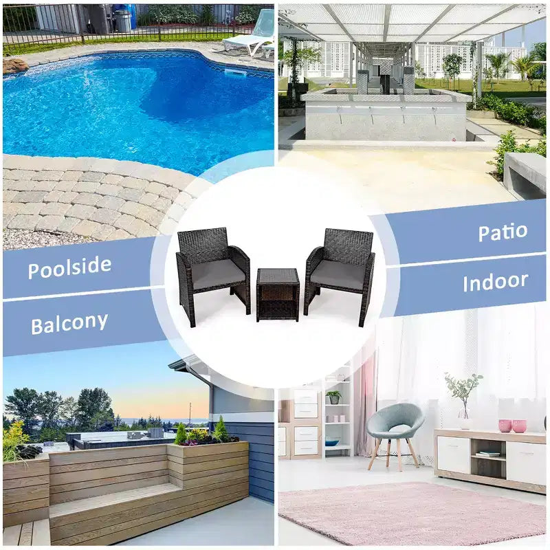 Costway Ensemble de Meubles de Patio en Rotin 5 Pièces Canapé Ottoman avec Coussins