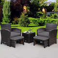 Costway 5PCS Patio Rattan Wicker Furniture Set Sofa Ottoman W/ Cushions