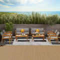 Costway 8 Pieces Outdoor Furniture Set, Acacia Wood Frame Sofa Set with Rattan Seat
