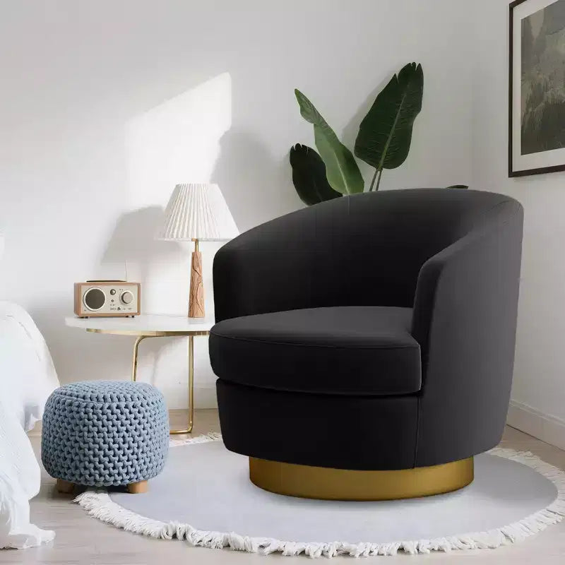 Likepay Velvet Swivel Accent Chair Barrel Chair, 360 Swivel Chair, Makeup Vanity Stool Modern Accent Chair for Living room Bedroom