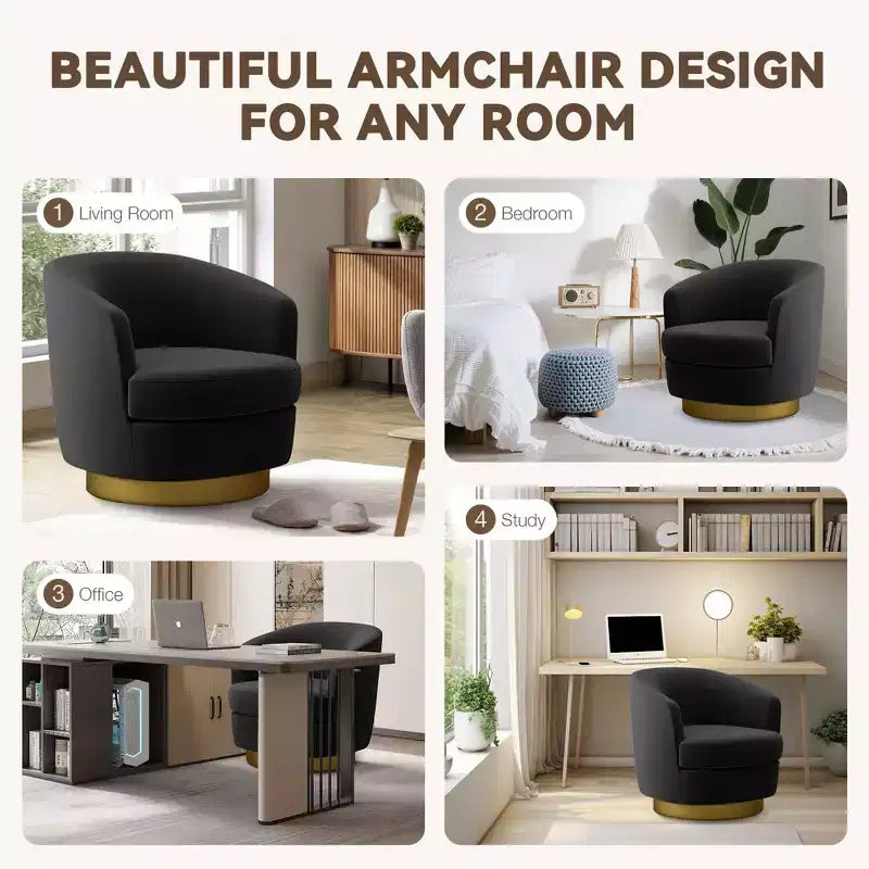 Likepay Velvet Swivel Accent Chair Barrel Chair, 360 Swivel Chair, Makeup Vanity Stool Modern Accent Chair for Living room Bedroom