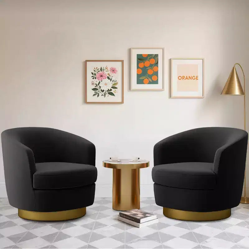 Likepay Velvet Swivel Accent Chair Barrel Chair, 360 Swivel Chair, Makeup Vanity Stool Modern Accent Chair for Living room Bedroom