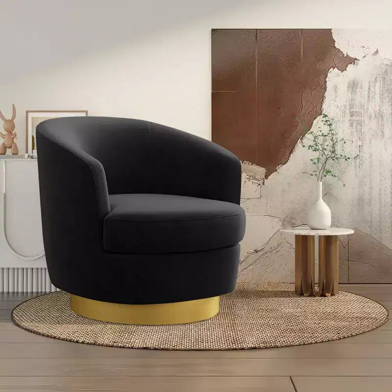Likepay Velvet Swivel Accent Chair Barrel Chair, 360 Swivel Chair, Makeup Vanity Stool Modern Accent Chair for Living room Bedroom
