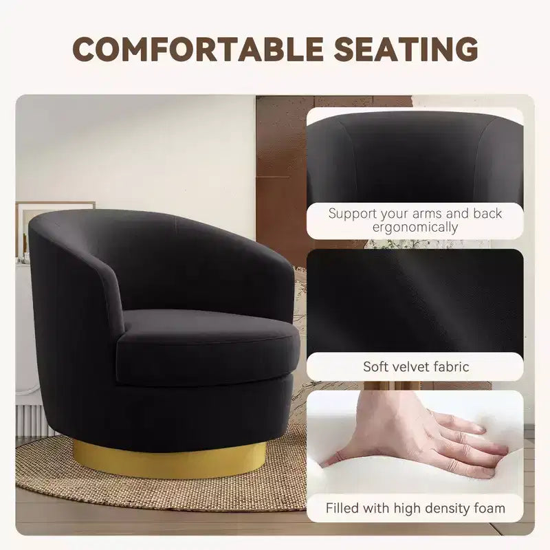 Likepay Velvet Swivel Accent Chair Barrel Chair, 360 Swivel Chair, Makeup Vanity Stool Modern Accent Chair for Living room Bedroom