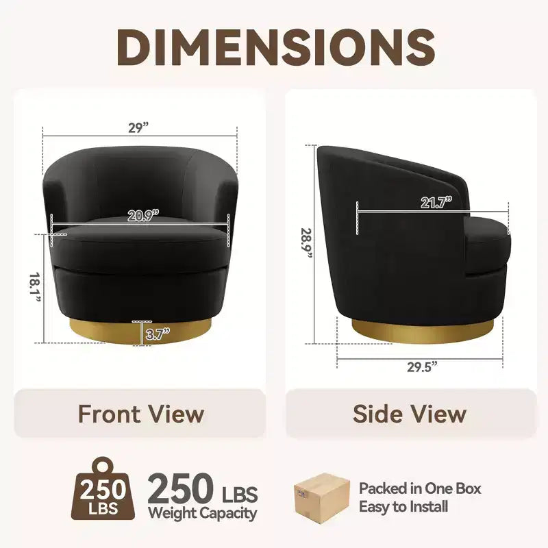 Likepay Velvet Swivel Accent Chair Barrel Chair, 360 Swivel Chair, Makeup Vanity Stool Modern Accent Chair for Living room Bedroom