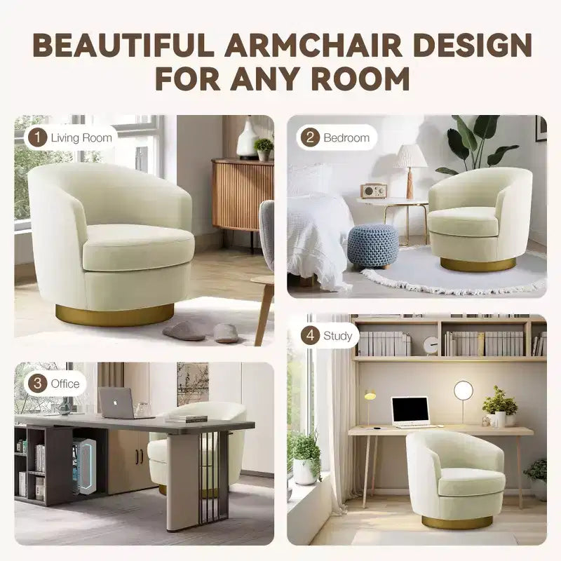 Likepay Velvet Swivel Accent Chair Barrel Chair, 360 Swivel Chair, Makeup Vanity Stool Modern Accent Chair for Living room Bedroom