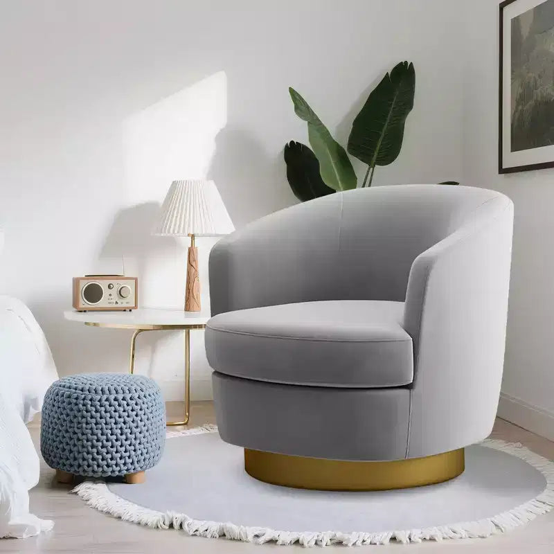 Likepay Velvet Swivel Accent Chair Barrel Chair, 360 Swivel Chair, Makeup Vanity Stool Modern Accent Chair for Living room Bedroom