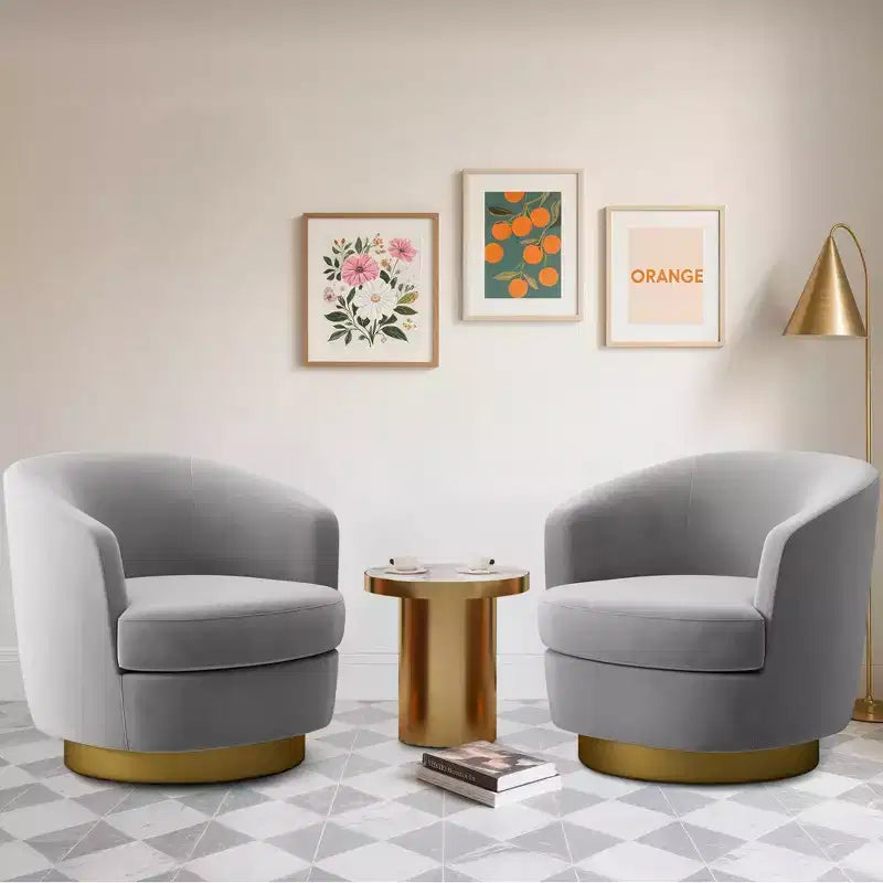 Likepay Velvet Swivel Accent Chair Barrel Chair, 360 Swivel Chair, Makeup Vanity Stool Modern Accent Chair for Living room Bedroom
