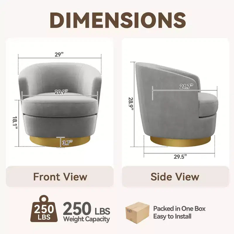 Likepay Velvet Swivel Accent Chair Barrel Chair, 360 Swivel Chair, Makeup Vanity Stool Modern Accent Chair for Living room Bedroom