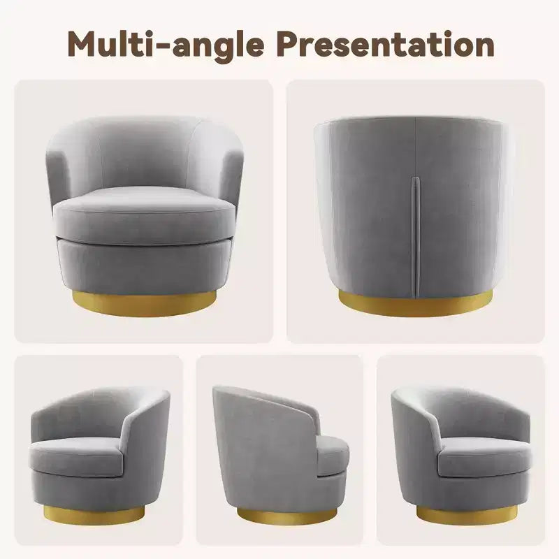 Likepay Velvet Swivel Accent Chair Barrel Chair, 360 Swivel Chair, Makeup Vanity Stool Modern Accent Chair for Living room Bedroom