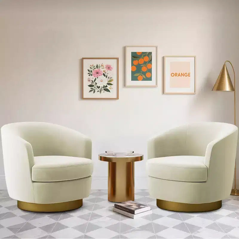Likepay Velvet Swivel Accent Chair Barrel Chair, 360 Swivel Chair, Makeup Vanity Stool Modern Accent Chair for Living room Bedroom