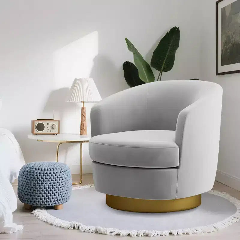 Likepay Velvet Swivel Accent Chair Barrel Chair, 360 Swivel Chair, Makeup Vanity Stool Modern Accent Chair for Living room Bedroom
