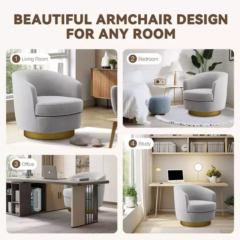 Likepay Velvet Swivel Accent Chair Barrel Chair, 360 Swivel Chair, Makeup Vanity Stool Modern Accent Chair for Living room Bedroom