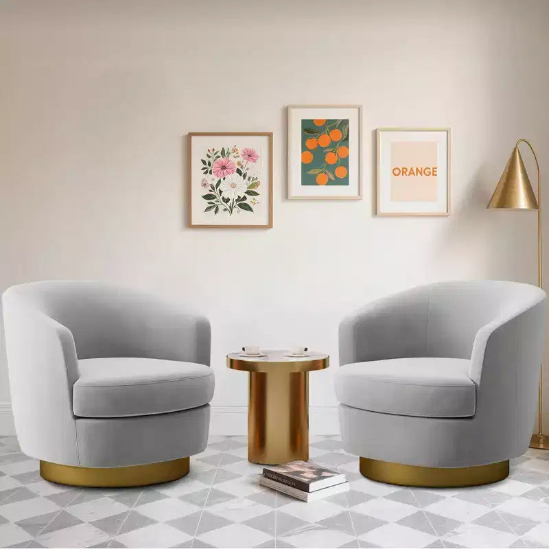 Likepay Velvet Swivel Accent Chair Barrel Chair, 360 Swivel Chair, Makeup Vanity Stool Modern Accent Chair for Living room Bedroom