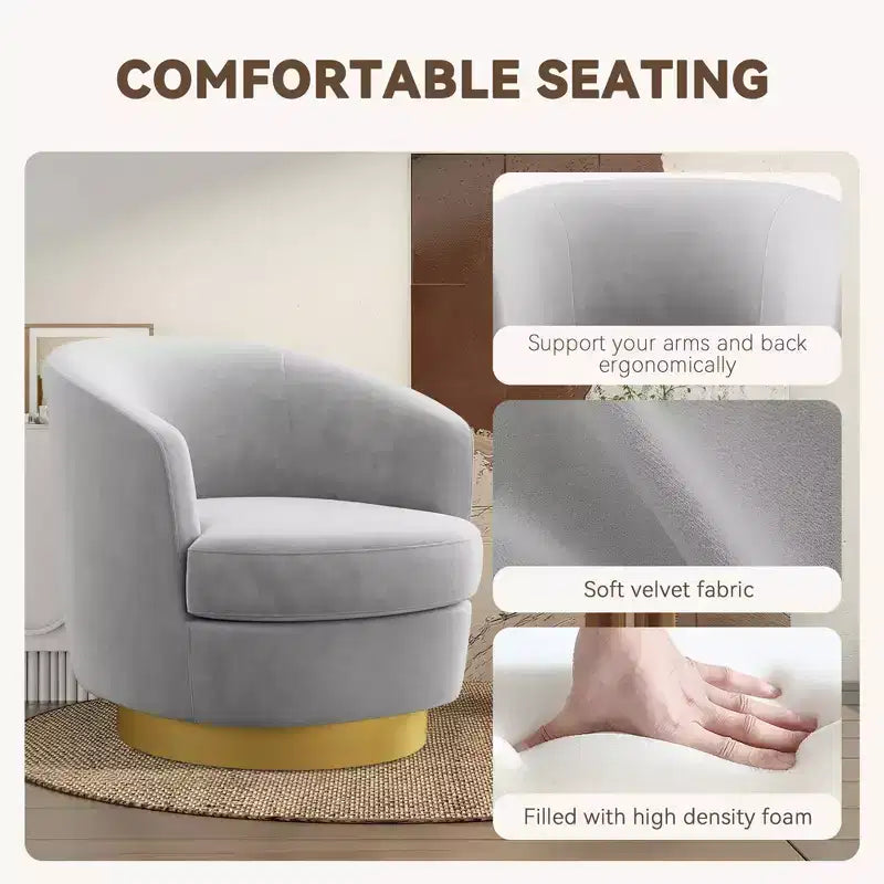 Likepay Velvet Swivel Accent Chair Barrel Chair, 360 Swivel Chair, Makeup Vanity Stool Modern Accent Chair for Living room Bedroom