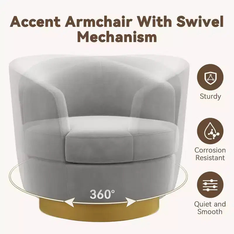 Likepay Velvet Swivel Accent Chair Barrel Chair, 360 Swivel Chair, Makeup Vanity Stool Modern Accent Chair for Living room Bedroom