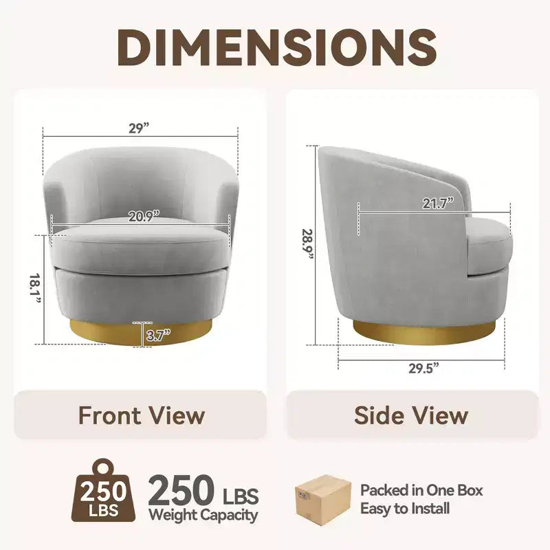 Likepay Velvet Swivel Accent Chair Barrel Chair, 360 Swivel Chair, Makeup Vanity Stool Modern Accent Chair for Living room Bedroom