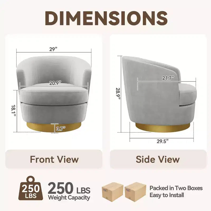 Likepay Velvet Swivel Accent Chair Barrel Chair, 360 Swivel Chair, Makeup Vanity Stool Modern Accent Chair for Living room Bedroom