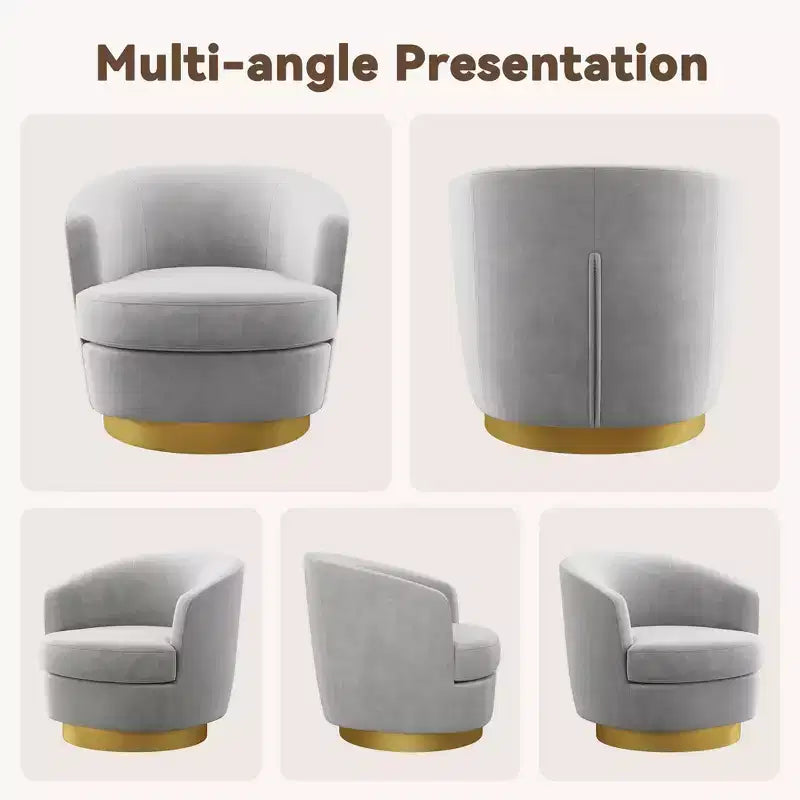 Likepay Velvet Swivel Accent Chair Barrel Chair, 360 Swivel Chair, Makeup Vanity Stool Modern Accent Chair for Living room Bedroom