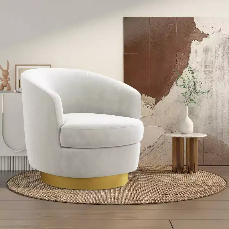 Likepay Velvet Swivel Accent Chair Barrel Chair, 360 Swivel Chair, Makeup Vanity Stool Modern Accent Chair for Living room Bedroom