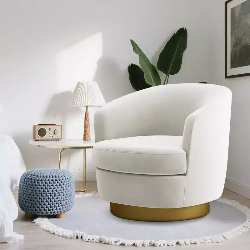Likepay Velvet Swivel Accent Chair Barrel Chair, 360 Swivel Chair, Makeup Vanity Stool Modern Accent Chair for Living room Bedroom