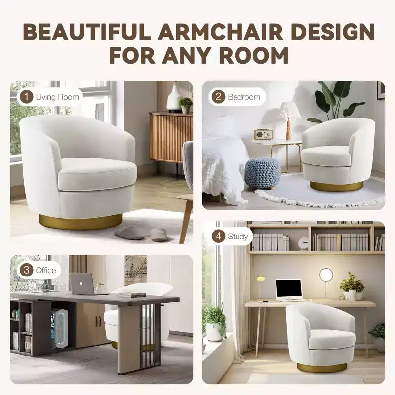 Likepay Velvet Swivel Accent Chair Barrel Chair, 360 Swivel Chair, Makeup Vanity Stool Modern Accent Chair for Living room Bedroom