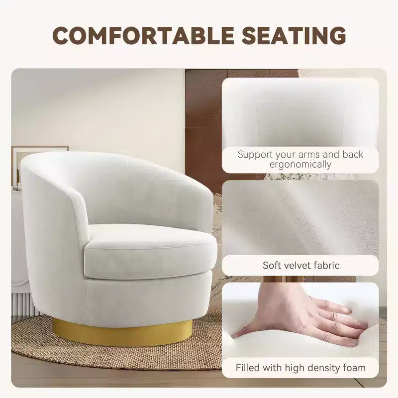 Likepay Velvet Swivel Accent Chair Barrel Chair, 360 Swivel Chair, Makeup Vanity Stool Modern Accent Chair for Living room Bedroom